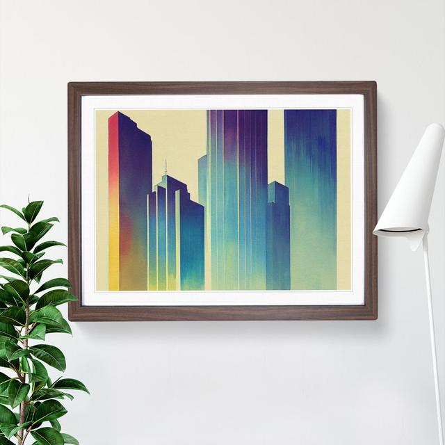 Watercolour Skyscraper Skyline Vol.2 Abstract - Picture Frame Graphic Art 17 Stories Size: 25cm H x 34cm W, Frame Colour: Brown on Productcaster.