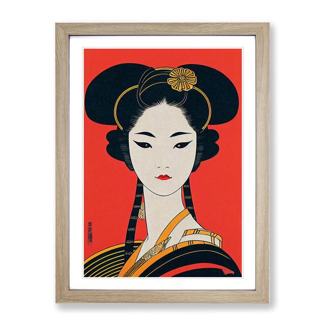 Geisha Portrait No.1 - Single Picture Frame Print Rosdorf Park Frame Colour: Oak, Size: 34cm H x 25cm W x 2cm D on Productcaster.