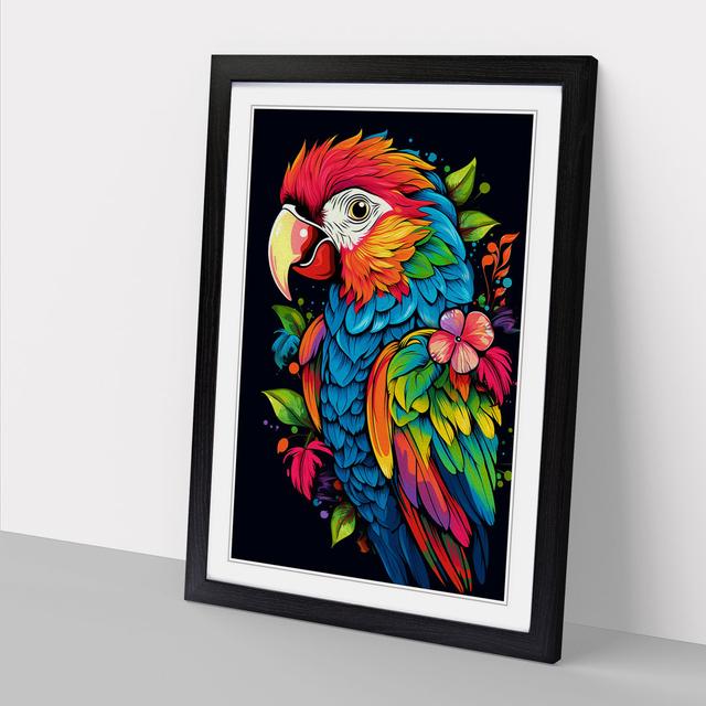 Parrot Line - Single Picture Frame Art Prints on Wood 17 Stories Format: Black, Size: 46" H x 34" W x 2" D on Productcaster.