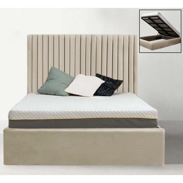 Maletha Upholstered Storage Bed Ebern Designs Colour: Cream, Size: Kingsize (5') on Productcaster.