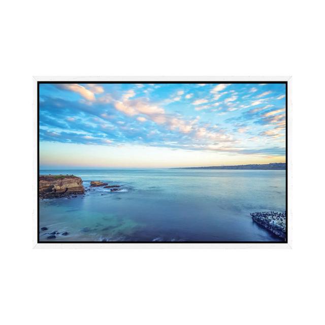 Cool And Blue At The La Jolla Cove Highland Dunes Size: 45.72cm H x 66.04cm W x 3.81cm D, Format: White Floater Framed on Productcaster.