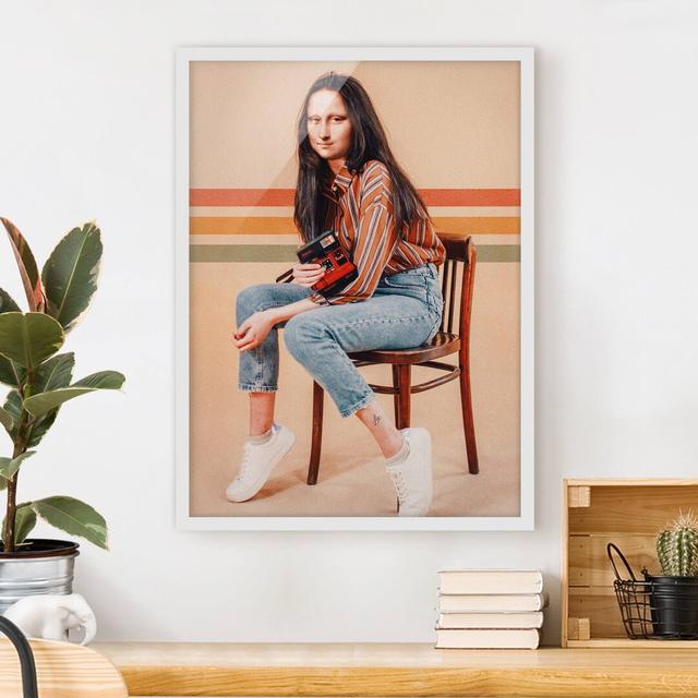 Picture With Frame - Jonas Loose - Retro Mona Lisa - Portrait 4:3 Maturi Size: 100cm H x 70cm W x 2cm D, Frame Option: White Framed on Productcaster.