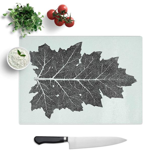 Glass Illustration of A Leaf by Owen Jones Chopping Board East Urban Home Size: 39 cm W x 28.5 cm L on Productcaster.