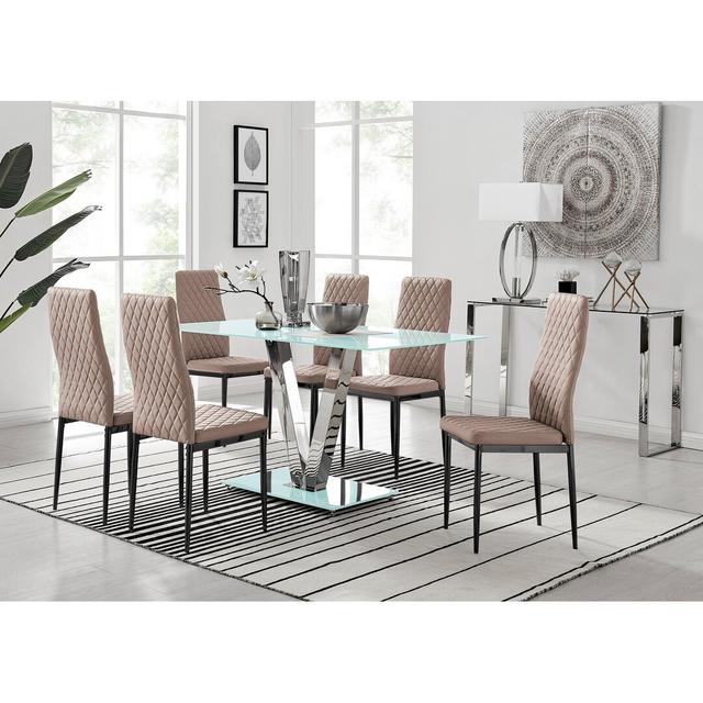 Eubanks 6 - Person Dining Set Canora Grey Colour (Table): White, Colour (Chair): Cappuccino/Black on Productcaster.