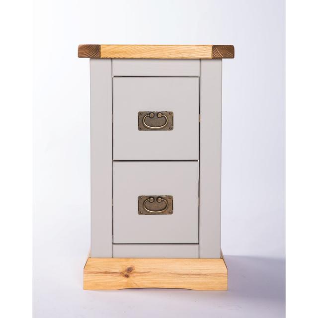 Pittsford 2 Drawer Bedside Table Three Posts Base Colour: Light Grey, Handle Colour: Brass Handle on Productcaster.