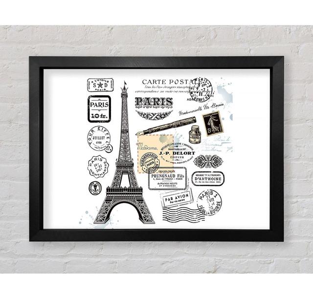 Eiffel Tower Retro Post - Print Bright Star Size: 84.1cm H x 118.9cm W x 3.4cm D on Productcaster.