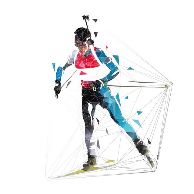 Biathlon Racer by Msan10 - Wrapped Canvas Graphic Art Ebern Designs Size: 76cm H x 76cm W x 3.8cm D on Productcaster.