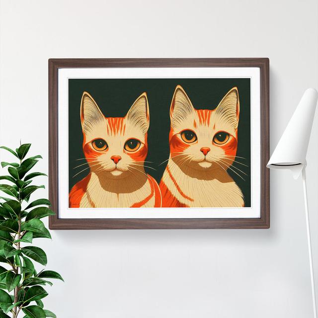 Two Art Deco Cats Vol.1 - Picture Frame Graphic Art Marlow Home Co. Frame Colour: Walnut, Size: 25cm H x 34cm W x 2cm D on Productcaster.