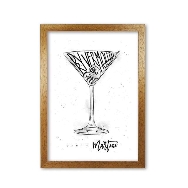 'Dirty Martini Cocktail' - Graphic Art Prints on Paper East Urban Home Format: Honey Oak Frame, Size: 30 cm H x 21 cm W x 5 cm D on Productcaster.