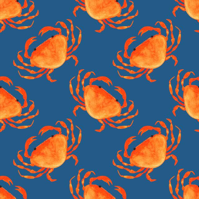 Yorkana Seamless Pattern With Crabs by Color_Brush - Wrapped Canvas Graphic Art House of Hampton Size: 51cm H x 51cm W x 3.8cm D on Productcaster.