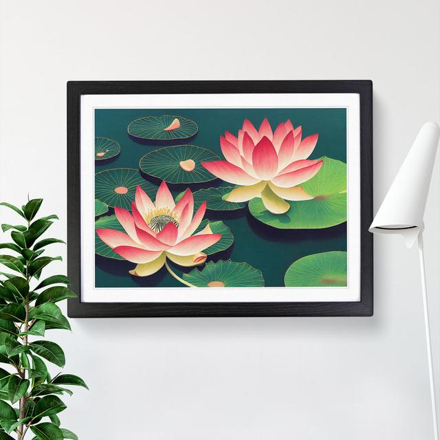 Tranquil Lotus Flowers - Single Picture Frame Print Marlow Home Co. Size: 25cm H x 34cm W x 2cm D, Frame Colour: Black Framed on Productcaster.