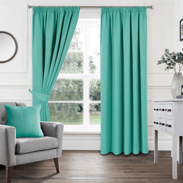 Khaidyn Pencil Pleat Room Darkening Curtain (Set of 2) 17 Stories Panel Size: 165 W x 229 D cm, Colour: Teal on Productcaster.