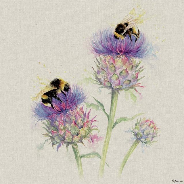 Busy Bees by Jane Bannon - No Frame Painting on Canvas August Grove Size: 60 cm H x 60 cm W on Productcaster.