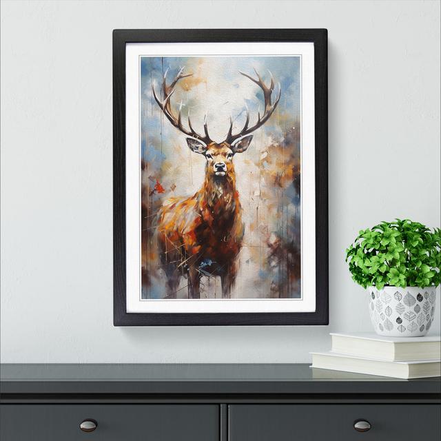 Stag Hard Edge Painting - Single Picture Frame Art Prints on Wood Alpen Home Size: 64cm H x 46cm W x 2cm D, Frame Colour: Black on Productcaster.