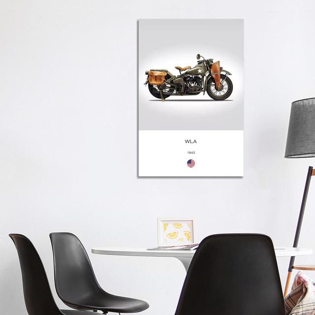 1942 Harley-Davidson WLA Motorcycle by Mark Rogan - Wrapped Canvas Print Borough Wharf Size: 101.6cm H x 66.04cm W x 3.81cm D on Productcaster.