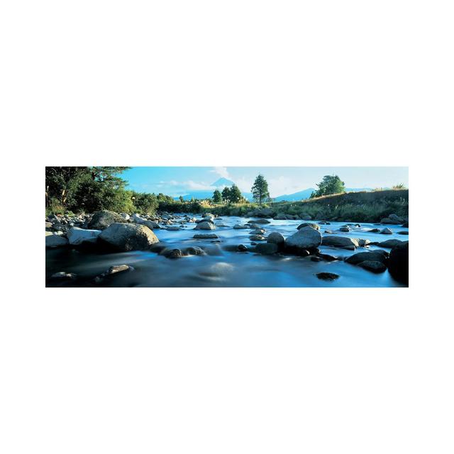 Rocks In The River, Mount Taranaki, Taranaki, North Island, New Zealand - Wrapped Canvas Panoramic Print Union Rustic Size: 30.48cm H x 91.44cm W x 1. on Productcaster.