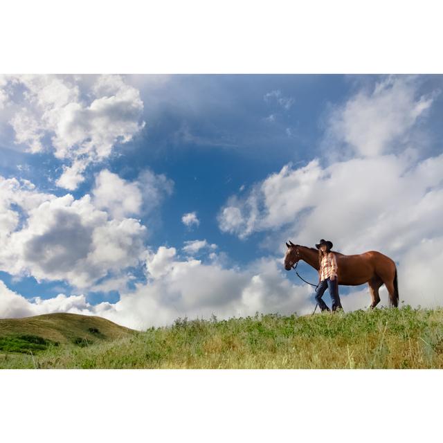 Young Woman And Her Horse by Debibishop - No Frame Art Prints on Canvas Natur Pur Size: 81cm H x 122cm W on Productcaster.