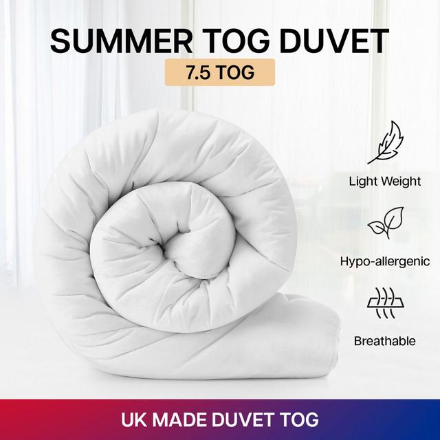 Hollowfiber 7.5 Summer All Year Round Light Weight Tog Duvet White Noise Size: King on Productcaster.