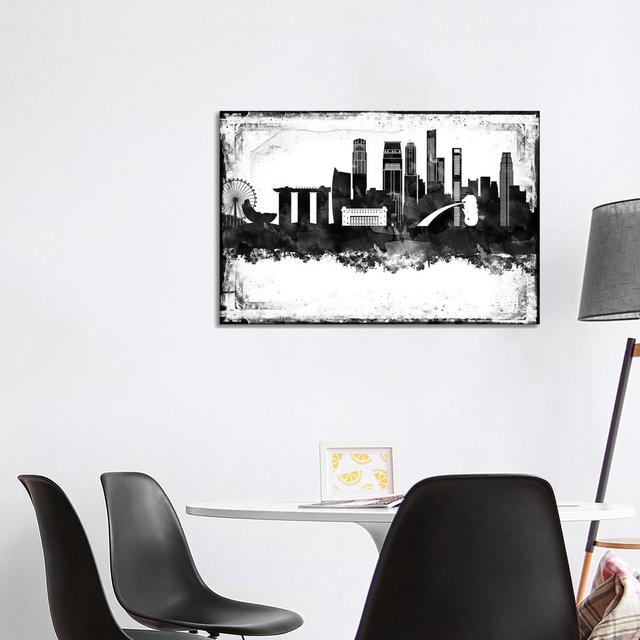 Singapore Black and White Film by Walldecoraddict - Wrapped Canvas Graphic Art Brayden Studio Size: 66.04cm H x 101.6cm W x 3.81cm D on Productcaster.