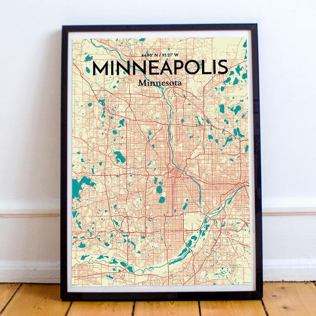 Minneapolis City Map - No Frame Print East Urban Home Size: 70cm H x 50cm W x 0.13cm D on Productcaster.