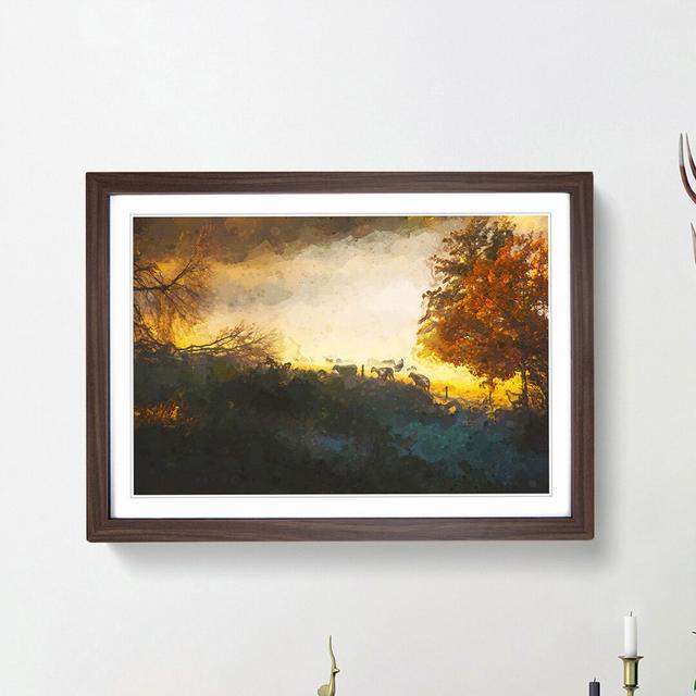 Sheep in Sweden in Abstract - Picture Frame Graphic Art Print East Urban Home Format: Walnut, Size: 50cm H x 76cm W x 2cm D on Productcaster.