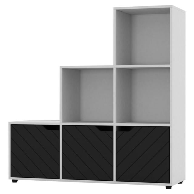 Berrak Bookcase 17 Stories Colour: White/Black on Productcaster.