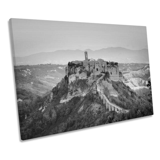 Civita Di Bagnoegio Italy B&W - Wrapped Canvas Print Ebern Designs Size: 50.8cm H x 76.2cm W x 2cm D on Productcaster.