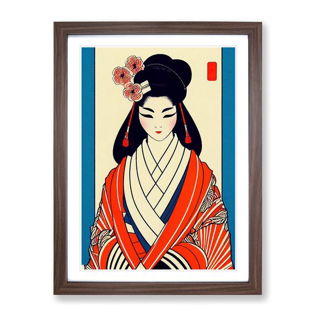 Formal Geisha - Picture Frame Graphic Art Marlow Home Co. Size: 46cm H x 34cm W x 2cm D, Frame Colour: Walnut on Productcaster.