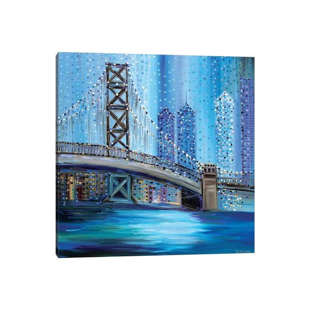 Philadelphia Bridge by Ekaterina Ermilkina - Painting on Canvas Ebern Designs Format: Wrapped Canvas, Size: 45.72cm H x 45.72cm W x 1.91cm D on Productcaster.