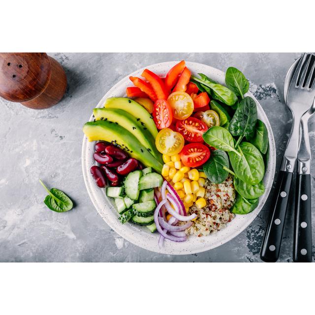 Healthy Lunch Bowl by Wmaster890 - Wrapped Canvas Print Ebern Designs Size: 30cm H x 46cm W x 3.8cm D on Productcaster.