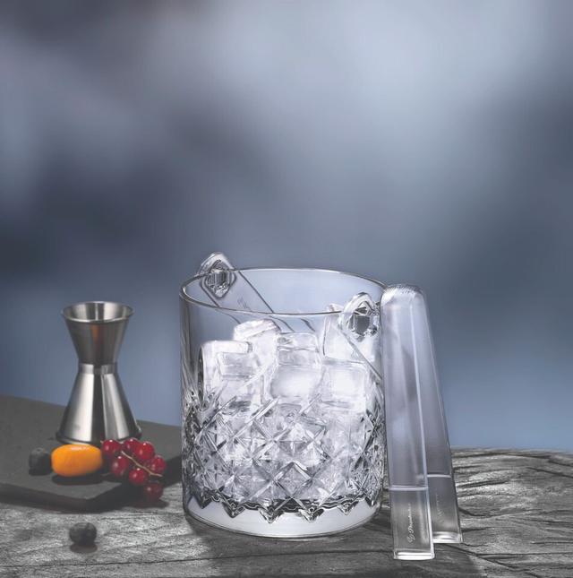 13cm Pasabahce Small Glass Ice Cubes Bucket w/ Carry Handle & Tongs Drinks Party Rosdorf Park on Productcaster.