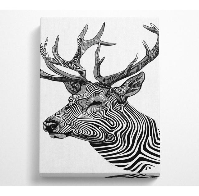 Stag Zebra Stripes - Wrapped Canvas Art Prints Alpen Home Size: 81.3cm H x 50.8cm W x 10cm D on Productcaster.