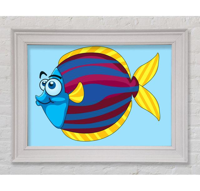 Big Happy Fish White Framed Print Harriet Bee Format: White Framed Paper, Colour: Baby Blue, Size: 59.7cm H x 84.1cm W x 8cm D on Productcaster.