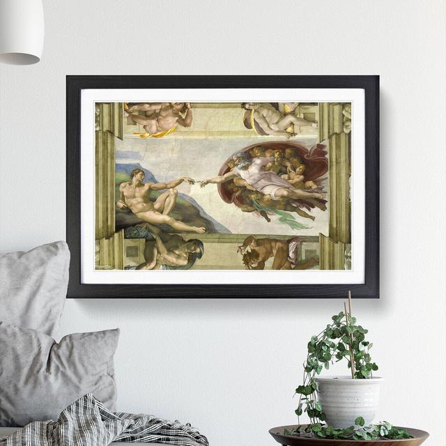 The Creation of Adam by Michelangelo - Picture Frame Painting East Urban Home Frame Option: Black Framed, Size: 27cm H x 36cm W x 2cm D on Productcaster.