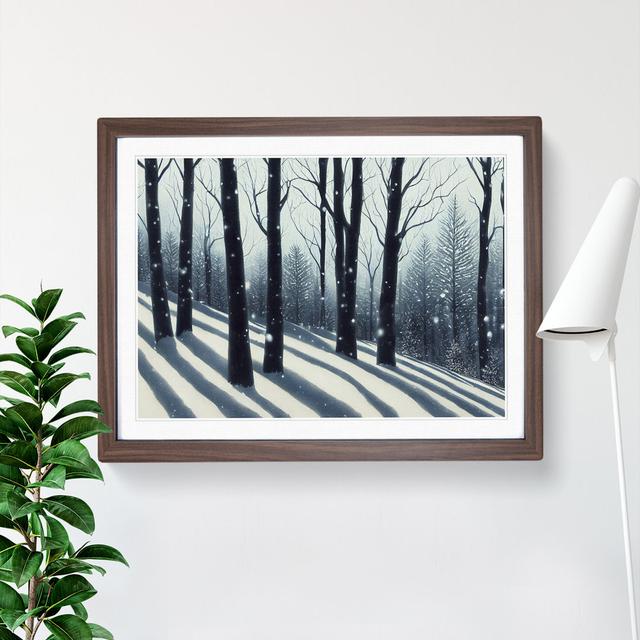 A Bright Winter Forest - Picture Frame Graphic Art Alpen Home Size: 46cm H x 64cm W x 2cm D, Frame Colour: Walnut on Productcaster.