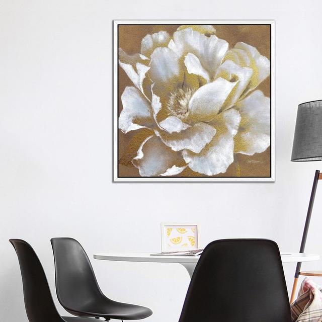 Golden Bloom II by Carol Robinson - Graphic Art Print on Canvas 17 Stories Format: White Framed Canvas, Size: 93.98cm H x 93.98cm W x 3.81cm D on Productcaster.