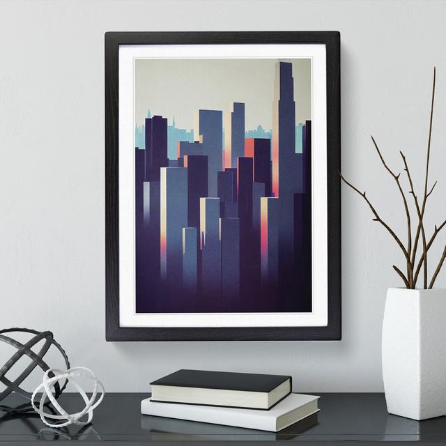 A Serene City Skyline No.1 Abstract - Single Picture Frame Painting 17 Stories Size: 64cm H x 46cm W x 2cm D, Frame Colour: Black on Productcaster.