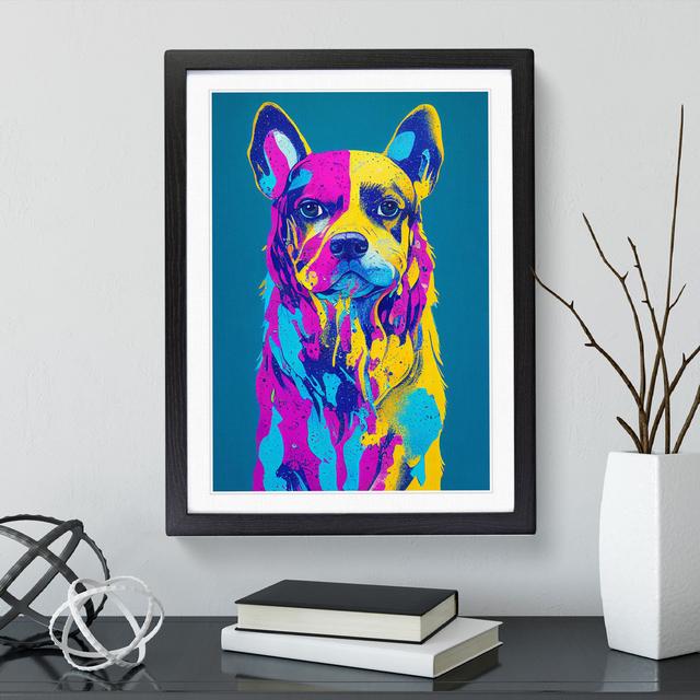 Colourful Dog No.2 Abstract - Picture Frame Painting Marlow Home Co. Size: 46cm H x 34cm W x 2cm D, Frame Colour: Black on Productcaster.