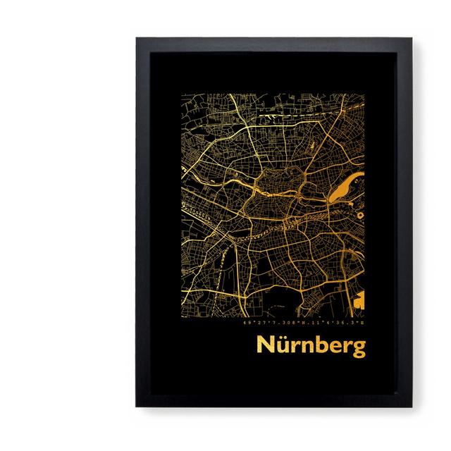 Nuremberg Map - Picture Frame Graphic Art Print on Paper Brayden Studio Size: 32.5cm H x 23.5cm W x 3.5cm D on Productcaster.