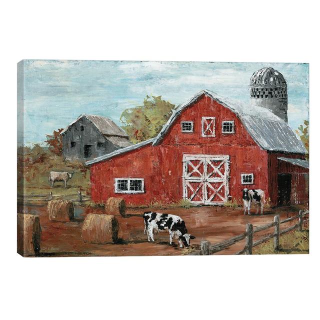 Red Country Barn by Marie-Elaine Cusson - Wrapped Canvas Print East Urban Home Size: 45.72cm H x 66.04cm W x 3.81cm D on Productcaster.