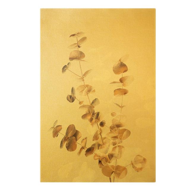 Golden Eucalyptus Branches - Wrapped Canvas Graphic Art Rosalind Wheeler Size: 90cm H x 60cm W on Productcaster.