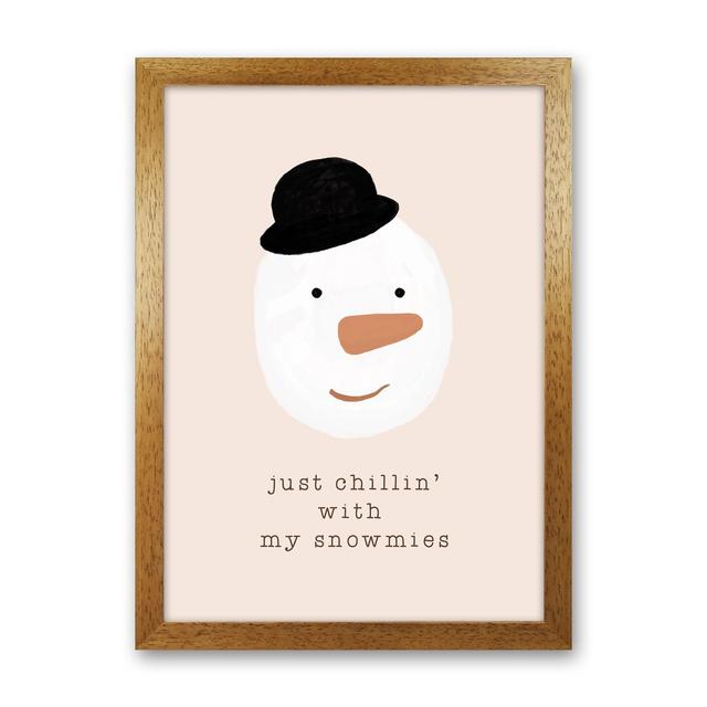 Chilling With My Snowmies By Orara - Print The Seasonal Aisle Frame Option: Brown Framed, Size: 46cm H x 34cm W x 3cm D on Productcaster.