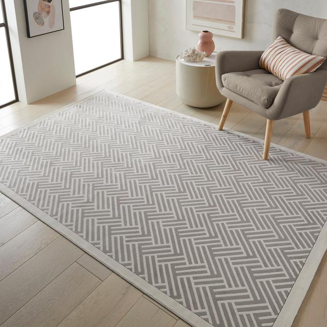 Luvella Machine Woven Light Grey Ivory Rug Ebern Designs Rug Size: Rectangle 240 x 300cm on Productcaster.