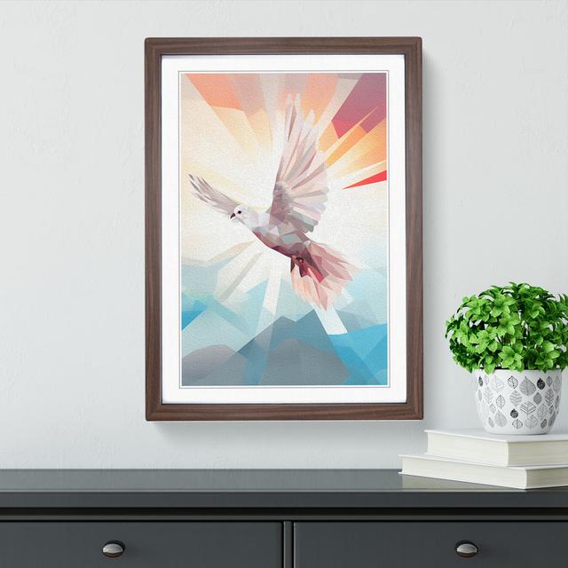 Dove Bird Geometric No.2 - Single Picture Frame Print on Wood Marlow Home Co. Size: 46cm H x 34cm W x 2cm D, Frame Colour: Walnut on Productcaster.