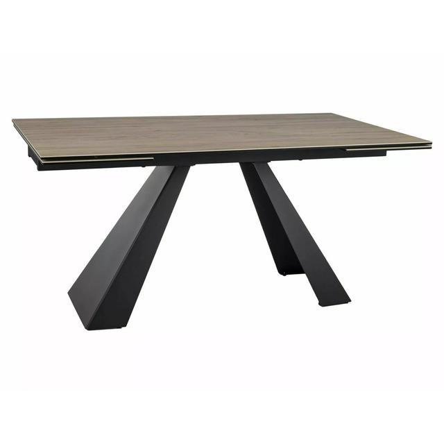 Mosser Metal Base Dining Table Corrigan Studio Table Top Colour: Light Brown on Productcaster.