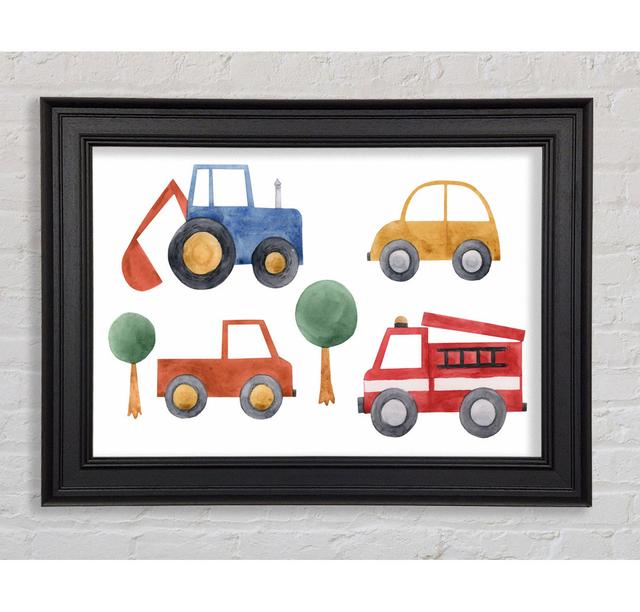 Childrens Vehicle Collection Framed Print Isabelle & Max Size: 21cm H x 42cm W x 8cm D on Productcaster.