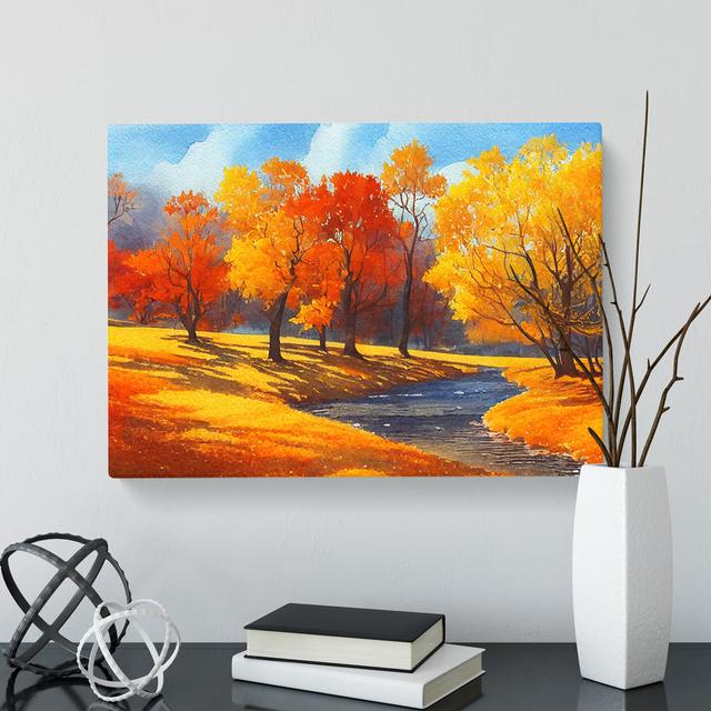 Autumn Forest in Watercolour Vol.4 - Wrapped Canvas Painting Marlow Home Co. Size: 35cm H x 50cm W x 3cm D on Productcaster.