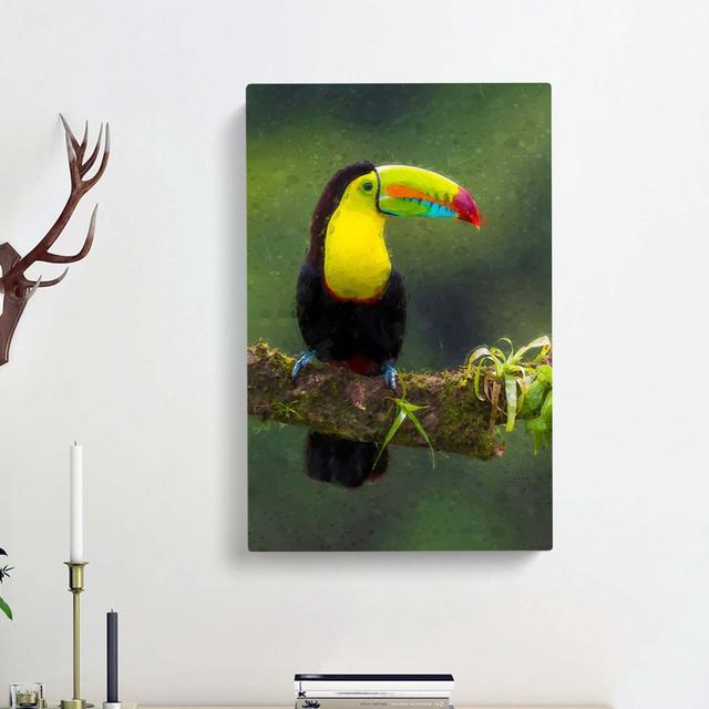 Resting Toucan In Abstract - Wrapped Canvas Print East Urban Home Size: 91cm H x 60cm W x 3cm D on Productcaster.