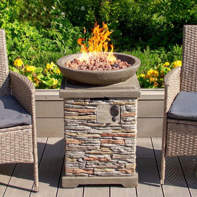 Tulughan 74.5Cm H x 50.5Cm W Magnesium Oxide Propane Outdoor Fire Pit Union Rustic on Productcaster.