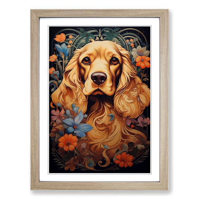 Cocker Spaniel Nouveau - Print Marlow Home Co. Frame Colour: Oak , Size: 34cm H x 25cm W x 2cm D on Productcaster.